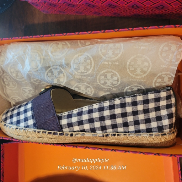 Tory Burch Beacher Brigh Navy Espidrilles Flats Jute Leather Designer #715 - Picture 12 of 16